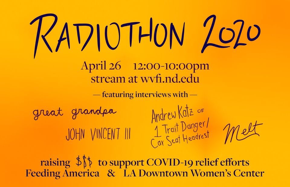 FOLKS,,,;;; we present to you RADIOTHON 2020. tune in from now til 10 pm edt to join the quarantine-blues-busting collective listening experience that is radio wvfi.nd.edu :)