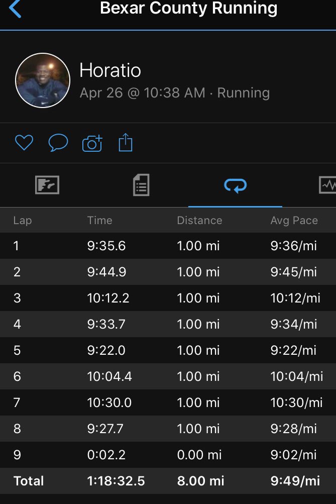 Horatio757's tweet photo. 8 mile #run to finish the week. Nice and sunny in #SanAntonio today☺️ #Runhappy, #running, #runfocus https://t.co/k0t2mHpjbC
