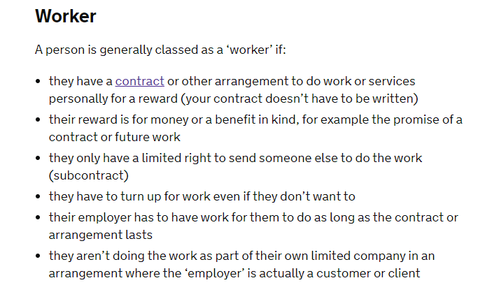 Below is the UK Governments own definition of a Worker. Unpaid Carers are not classified as "workers" under UK law, but their private and public sector counterparts are. People who do exactly the same job.