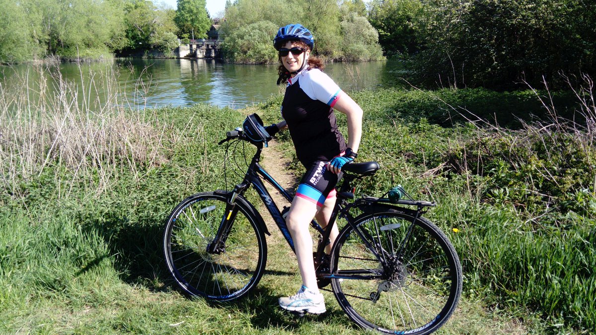 JulianBackhous1's tweet photo. Photo from Julian Backhouse Hayley has now completed her triathlon in aid of Macmillan, she did a tethered swim equivalent to 750m, 20k cycle and a 5k walk to finish and she came home to a beautiful banner created by Jas https://t.co/V1TYTjHr88 . https://t.co/Z0V9F8WQCN