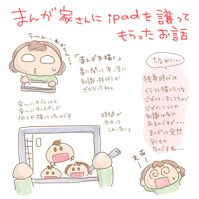 iPadをまんが家の雪子さん( @aoiyukiko )に譲ってもらったお話です。
ちょっと字が小さかったかな??? 
