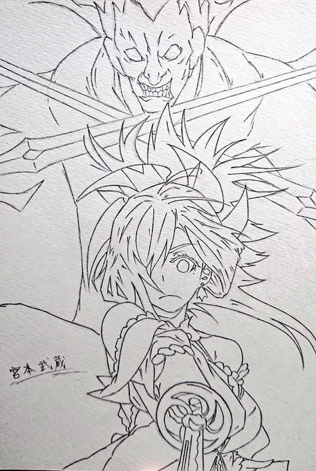 FGO2000DLおめでとう?
#アナログイラスト
#FGO
#FGO2000DL
#武蔵ちゃん 