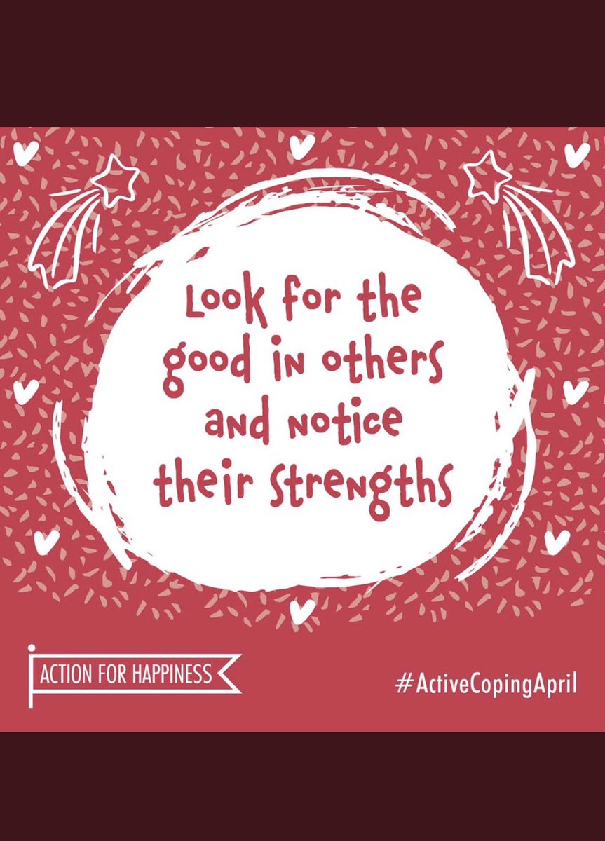 KathleenWack's tweet photo. Wellness Tip 34: 👓 Look for the good. More time isolating with family means it’s easy to tear each other down. Be purposeful in complementing others’ strengths instead. Build each other up! Source: @actionhappiness #WLUWellness #ThinkMoveConnect @WLActivities @WLCollegeofEdHP https://t.co/o0NtY42238
