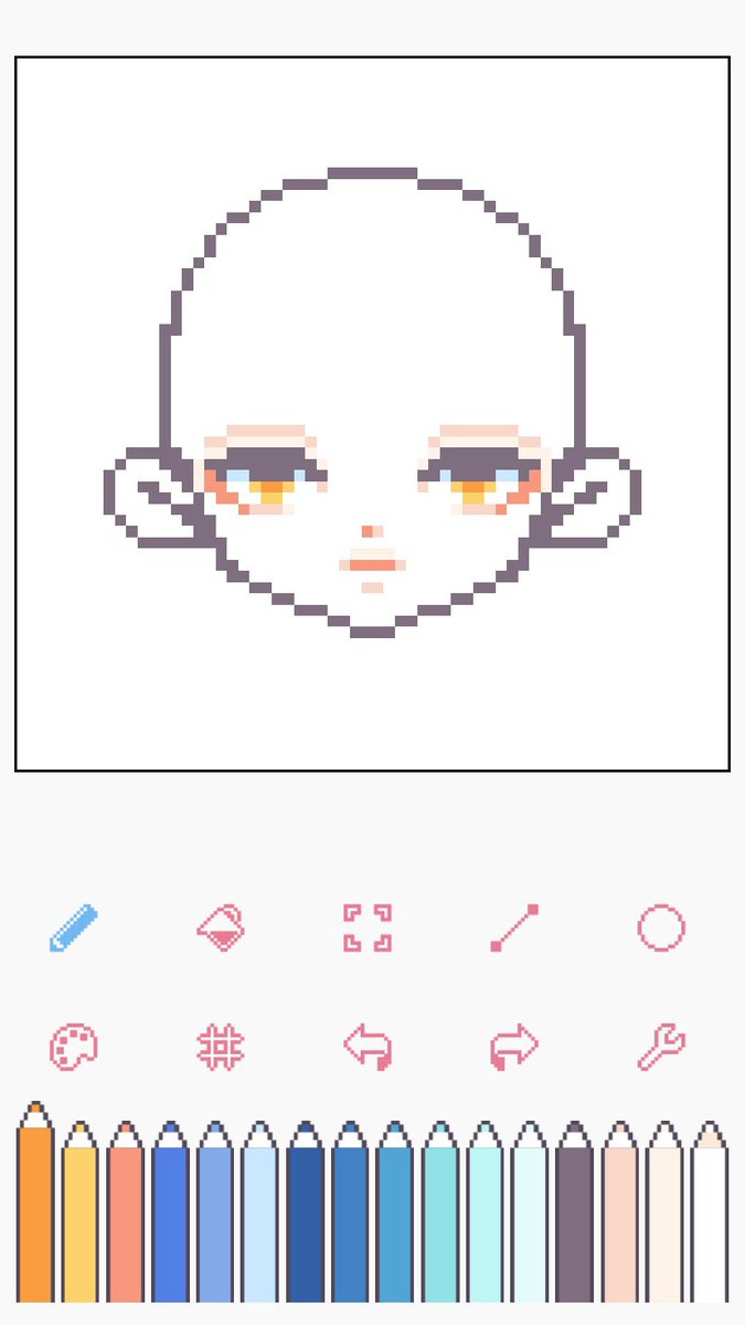 ドット絵描いてるけど、
初めてだから髪の毛描くのひるむ🧑‍🦰 