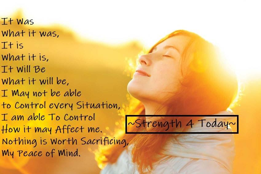 Strengthfor2day's tweet image. #CantControl #CanControl #Worth #Sacrificing #PeaceOfMind #WhatWas #WhatIs #WhatWillBe #Strengthfor2day
It Was
What it was
It is
What it is
It Will Be
What it will be
I May not be able to Control every Situation,
I am able
To Control how it may Affect me.
Nothing is Worth...