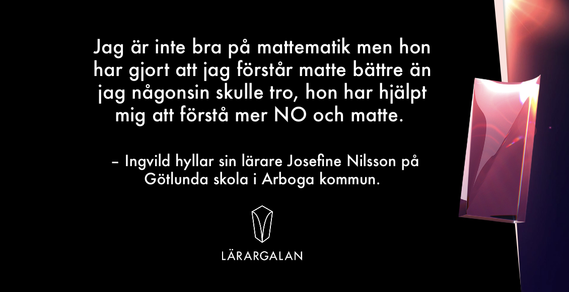 larargalan's tweet image. Ingvild hyllar sin lärare Josefine från Arboga.
Tagga gärna läraren och eleven &amp;lt;3

#lärare #lärargalan #skola