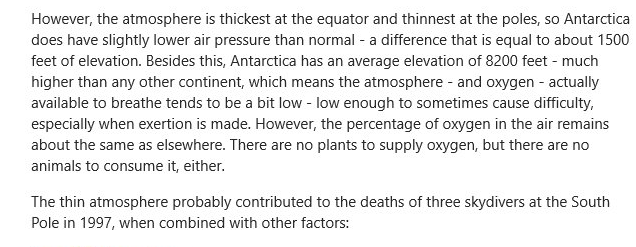 There air is slightly thinner in Antarctica as I believe the living things/ground/trees produce the oxygen in the area where we live, and there is not much to produce it there.So possibly if you continued in an outward path the air would be too thin to breathe.