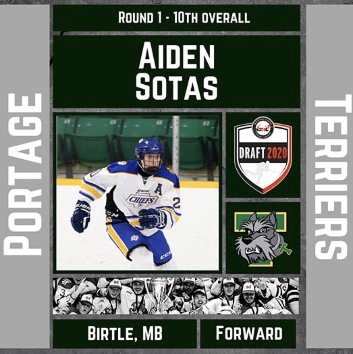 Excited to be picked by the <a href="/PortageTerriers/">Portage Terriers</a> in the MJHL Bantam Draft. Let’s go!