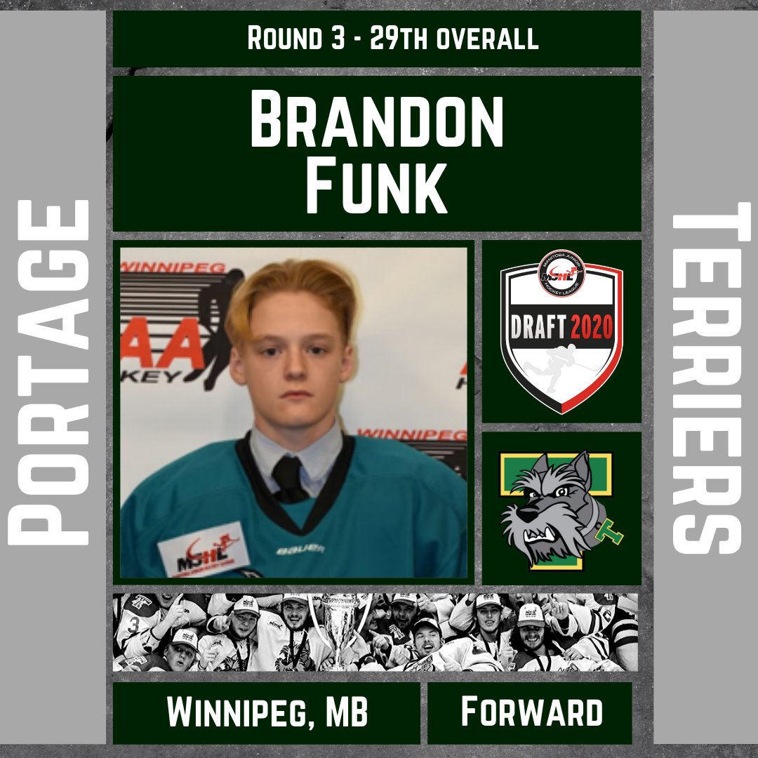 The Terriers have two picks in the third round. The first was acquired from Waywayseecappo via trade. With that pick the Terriers select Brandon Funk. He had 38 points in 36 games with the Winnipeg Sharks. #Welcometothedogpound #MJHLDraft20