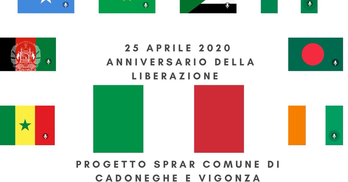 Cittalia's tweet photo. Per te cos'è la libertà? Il contributo delle persone in accoglienza nello @sprar_siproimi di #Cadoneghe e #Vigonza per il #25aprile.

Un collage di bandiere su cui cliccare per ascoltare i messaggi su libertà e indipendenza nei loro paesi di provenienza.

https://t.co/EfPlxevVB2 https://t.co/dEc31SClPz