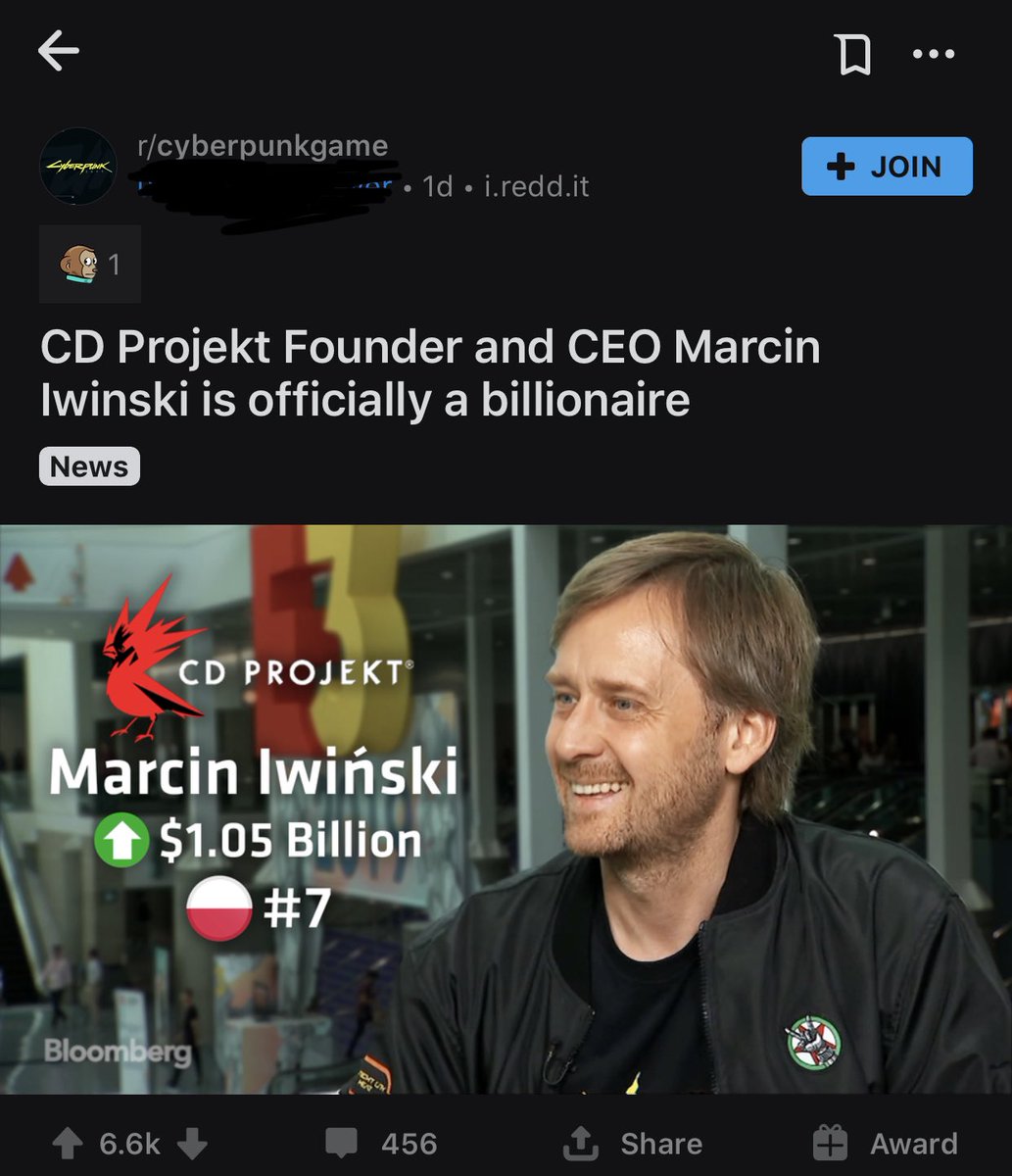 Cyberpunk subreddit celebrates someone becoming a billionaire