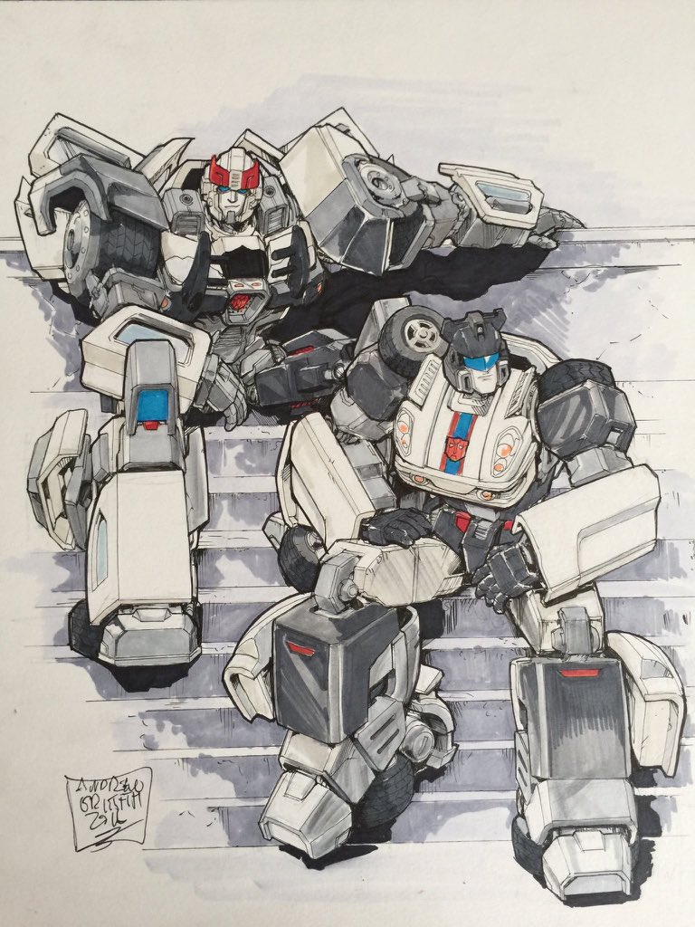 TFJoeBot1's tweet photo. Prowl and Jazz Commission By @glovestudios
As #ProwlWeek wraps up, here’s a quiet moment with Prowl and Jazz. I love this because we’re used to seeing a lot of action or stoic poses, but you rarely see the characters just relaxing. It’s calming and makes me smile. https://t.co/Qa4E5LM5rf