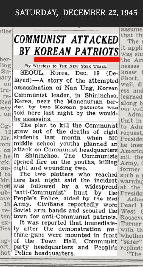 Look at the framing.  The communists in Korea were the ones hiding in mountains for 30 years waging resistance against the Japanese. The "patriots" were either a) collaborating with the Japanese or b)enjoying themselves in the US.