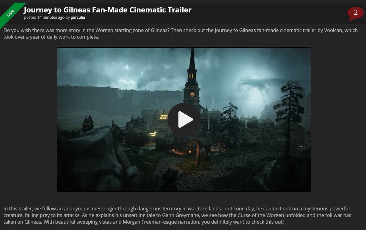 Thanks a lot to <a href="/Wowhead/">Wowhead💙</a> for crediting A Journey to Gilneas! 🙂

The WoWModelViewer software has been used for the realization of this video ✅

➡️ wowhead.com/news=312307/jo… 

For the reminder, <a href="/Voolcraft/">Voolcan</a> and Luke Hynes have both created this video!