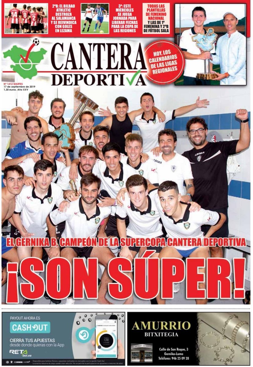 GernikaClub's tweet photo. En #Cantera25 nuestro mejor recuerdo y más cercano es aquella vez que nuestro Gernika B de @futboltxabes se proclamó campeón de la Supercopa de @CanteraDeportiv. Que buenos recuerdos! https://t.co/BukfsWhZ11