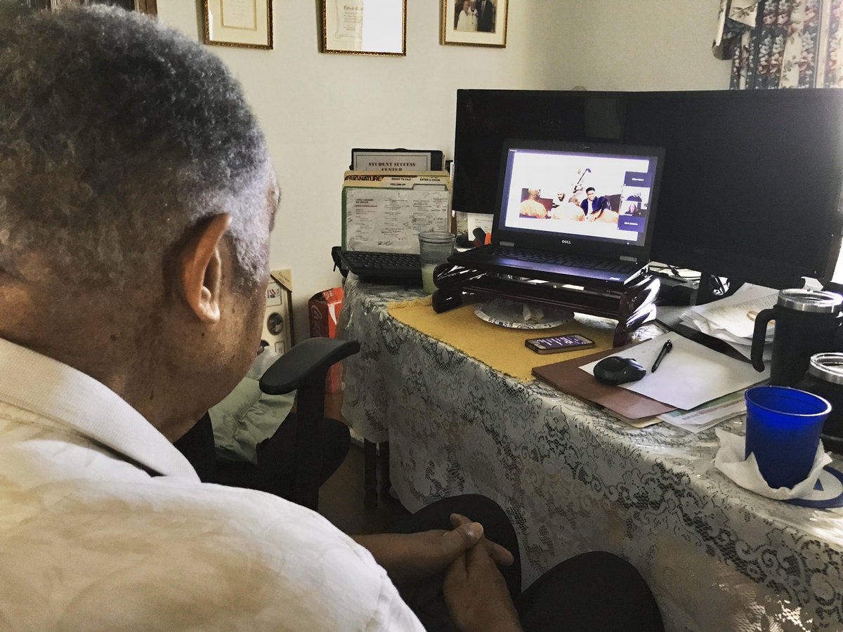 I keep revisiting this photo of grandfather watching my dissertation defense. Born in 1930 Mississippi, in a town where ppl were lynched, where the Klan terrorized the community, where there was no protection for Black folks. My life is only possible because of all he overcame.