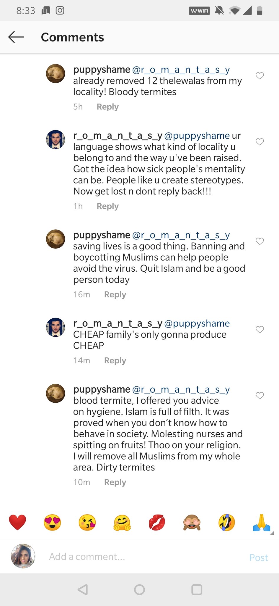 Anjum Fakih Dear Mumbaipolice This Account On Instagram Named Puppyshame Has Been Commenting Against A Particular Community Showing Hatred Towards Muslims On The Very Day I Posted Ramadan Mubarak I