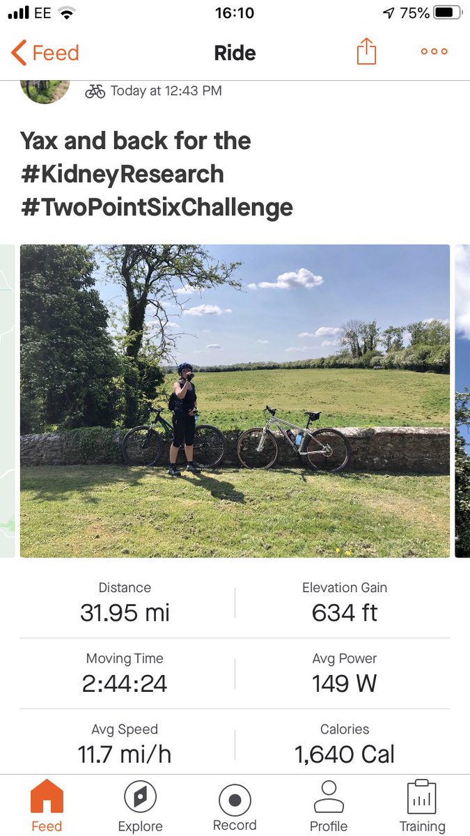 Ok, so none of our stats reflected either 2 or 6, apart from we completed the ride on 26th April.  But hey, it’s for a good cause..👍 #TwoPointSixChallenge #trekbikes <a href="/Kidney_Research/">Kidney Research UK</a> #keepresearchgoing