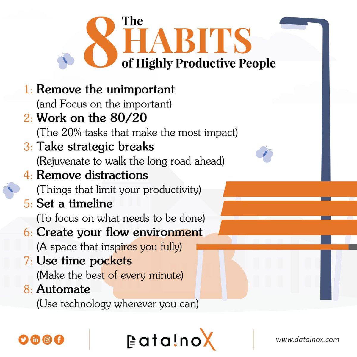 Datainox's tweet photo. 8 Habits of Highly Productive People
#productivity #timemanagement #productive #productivityhacks #management #business #entrepreneur #businesstips #dataentry #webresearch #tipsandtricks #hack #tips #tricks #datamanagement #development #strategy #lifehacks #hacks #datainox https://t.co/DSTyE4Bwwy