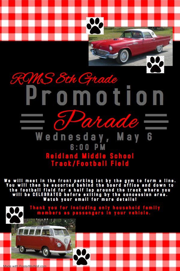 ReidlandMiddle's tweet photo. We are #ReidlandProud of our 8th Grade, and we look forward to celebrating their #GreyhoundBOLD accomplishments during their time at RMS! Save the date, and watch your email for more details! https://t.co/TPyKaiTK6W