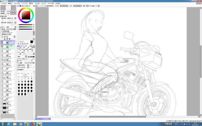 さてVT絵はバイクだけ描いて終わるはずがないので次のステップ進めてる。 