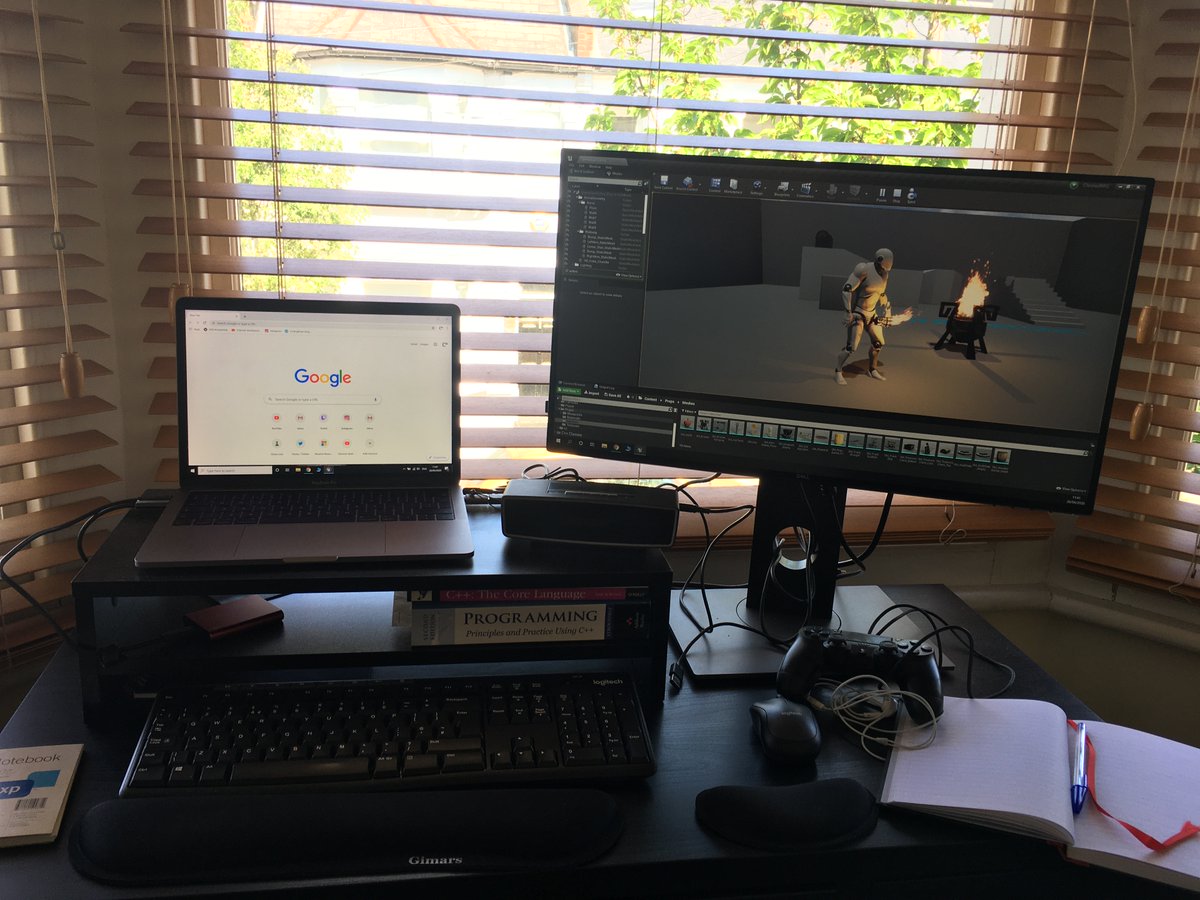 TheCodingRook's tweet photo. Humble setup. (hope to upgrade BIG one day!)
MacBook Pro (2016 or '17 model - can't remember), dual (!) Intel i5. 16GB of RAM, 256Gb of storage.
Windows 10 installed in external 1TB SSD!
External eGPU (Radeon 580X Nitro+, encased in a Razer Core X)
#IndieGameDev #UE4 #ChronoRPG https://t.co/i5ObVeDPIu