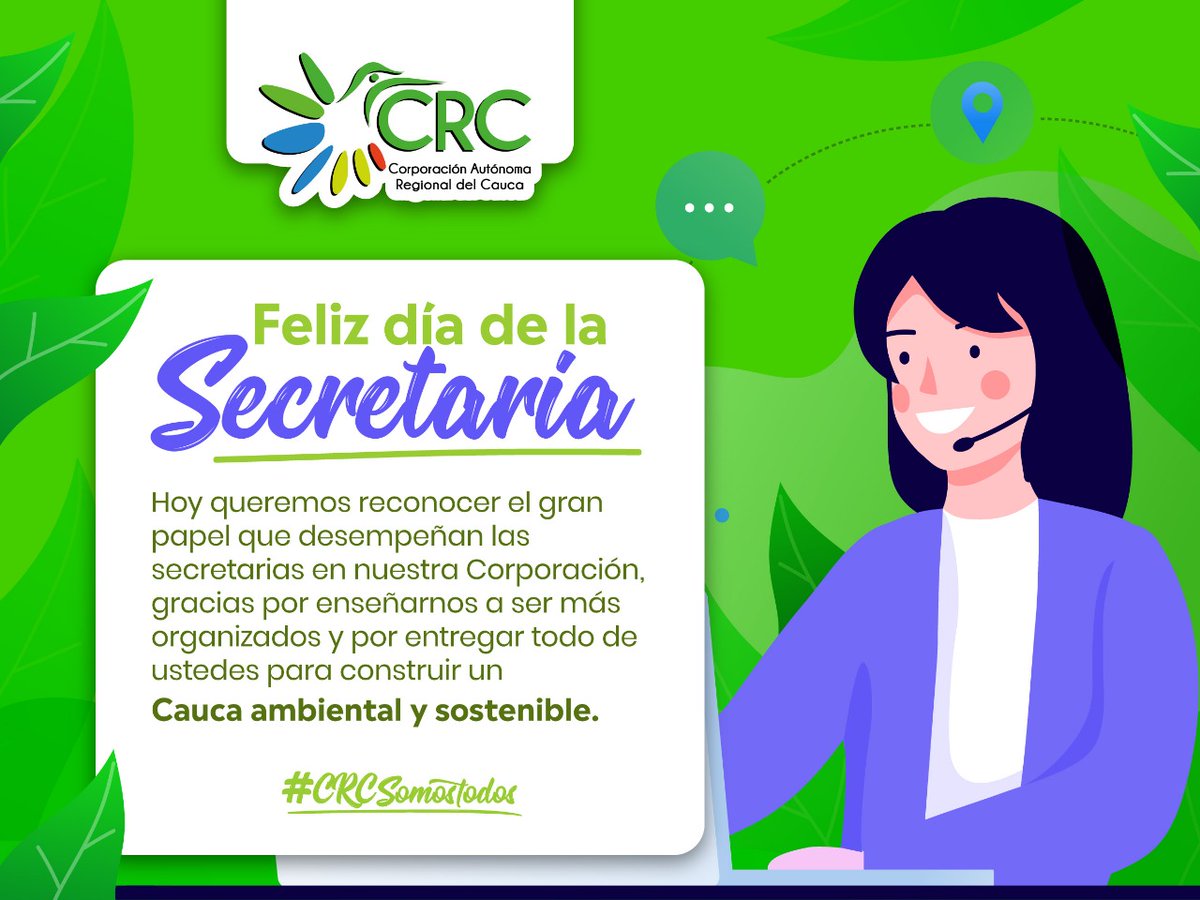 #DíaSecretaria| El equipo de <a href="/CRCcauca/">Corporación Autónoma Regional del Cauca CRC</a> exalta el trabajo de todos aquellos colaboradores que a través de su labor fortalecen el trabajo de otros gracias a su dedicación, prudencia y sobre todo sentido de pertenencia! 
Gracia por su labor! #CRCSomosTodos!
