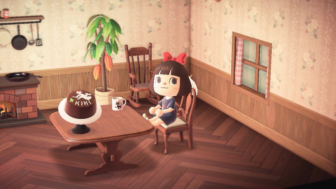 ソラコ 魔女宅部屋をちゃくちゃくと製作中です アニメみながら作りました キキの部屋に合う壁紙ないかな あとレトロ家具復活して欲しい テレビ あつまれどうぶつの森 どうぶつの森 マイデザイン Animalcrossing ジブリ