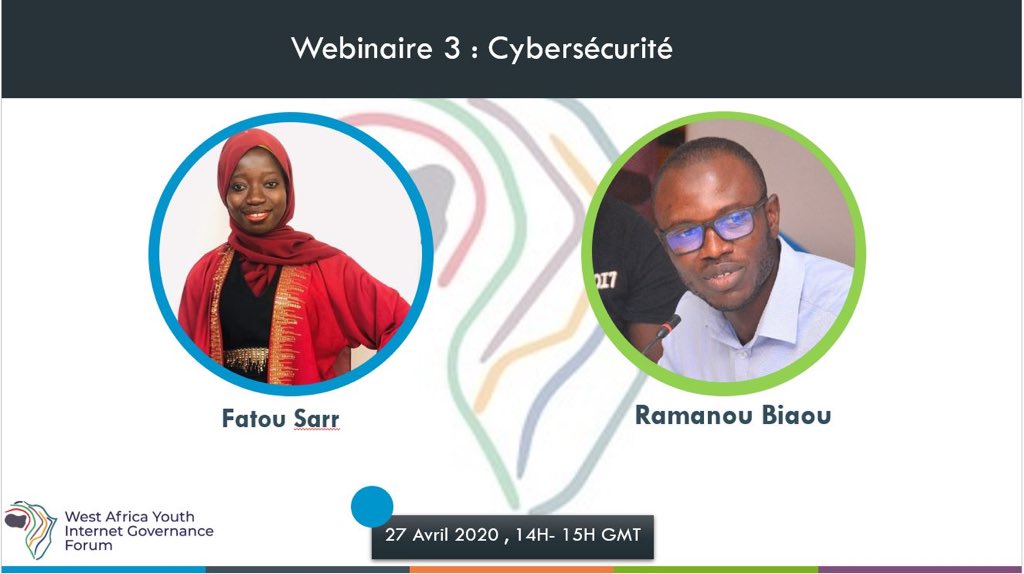 lilianekom's tweet photo. 3ieme #Webinaire du #WAYIGFSummit2020 sous le thème #CyberSecurity avec @RamanouB et @fatousarr52

📆 Lien Zoom : (Voir le groupe Telegram ou envoyer un email à info@waigf.org )

#SaveTheDate 27 Avril 2020 à 14H GMT https://t.co/UL8uExKTRl