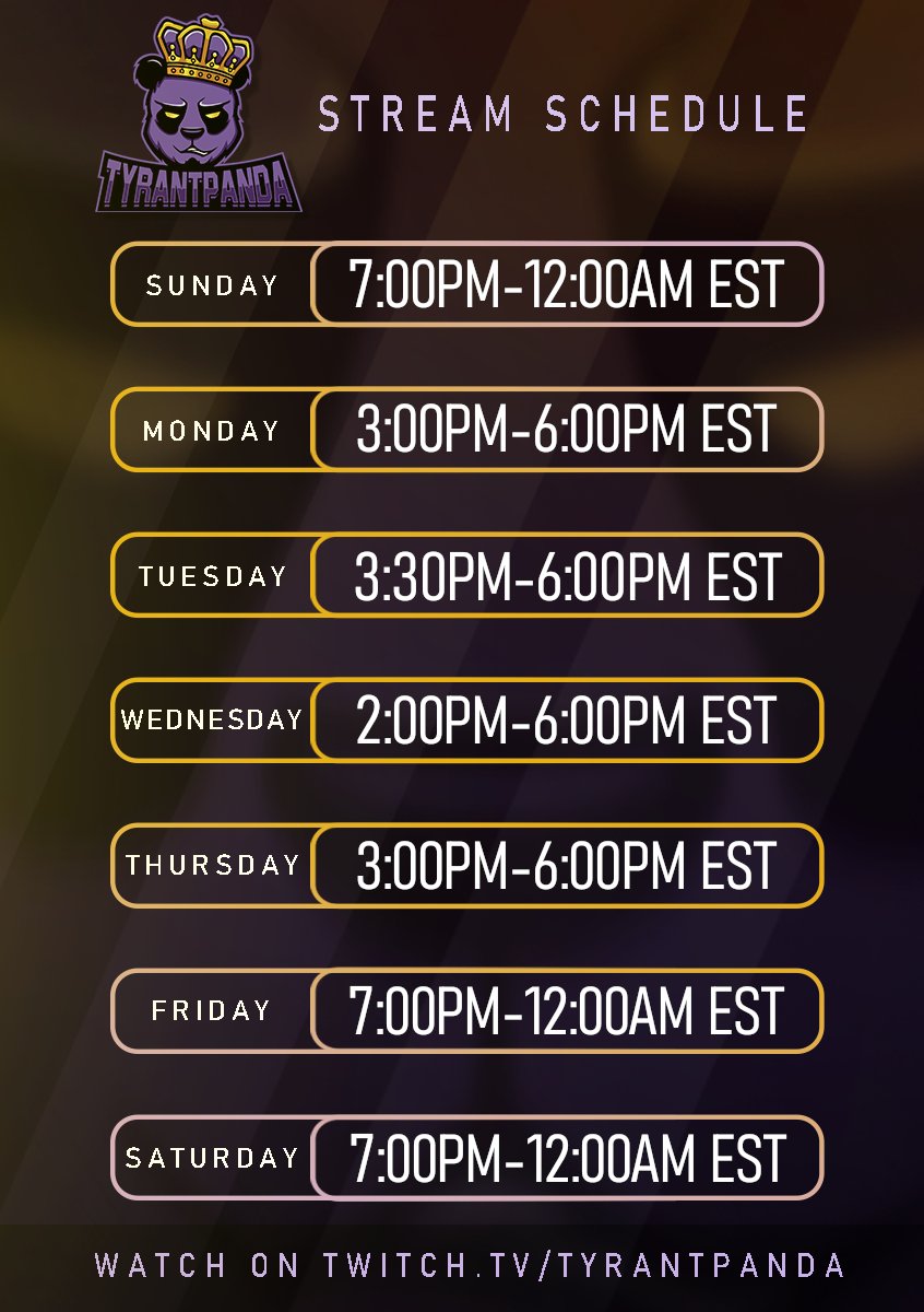 #Streamschedule for the week of 4/26-5/2!