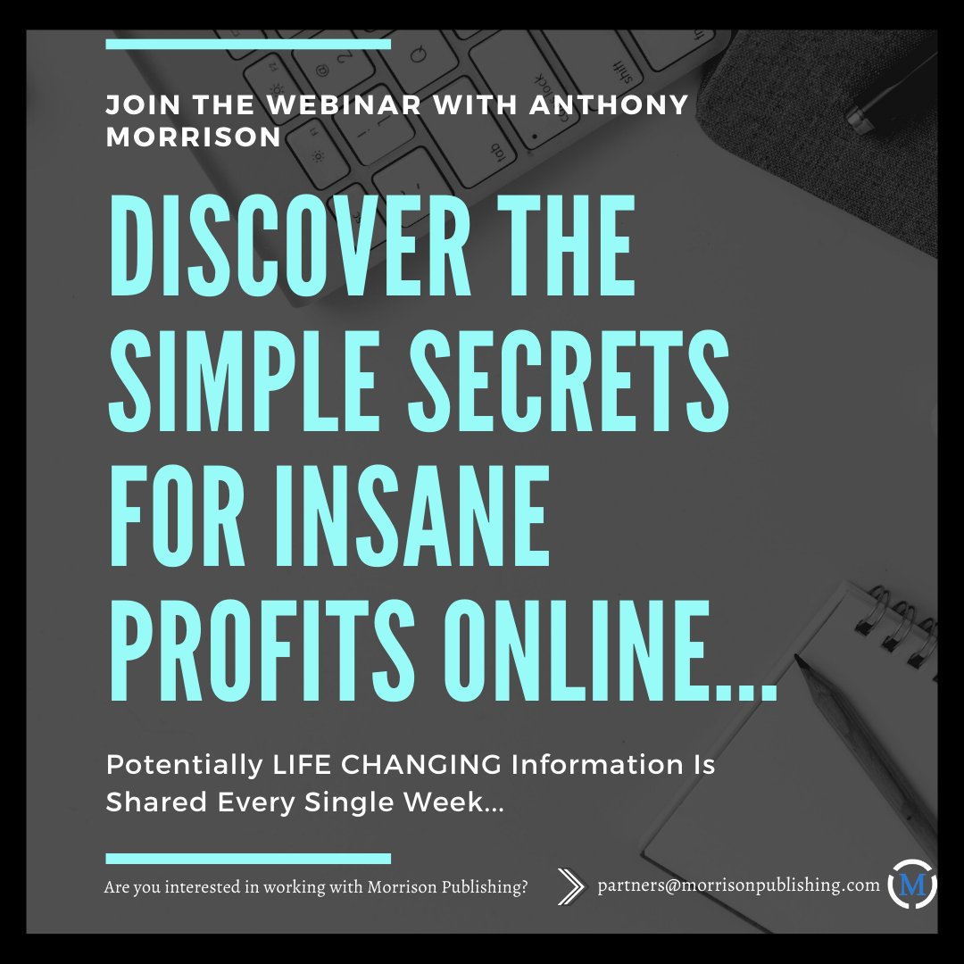 AnthonyMorFan's tweet image. Anthony Morrison live sessions are a complete teaching platform. Get to learn all the tactics and strategies that can elevate your businesses.  

To Join LIVE Sessions 👇👇👇

anthonymorrison.clickfunnels.com/webinar-regist…

#AnthonyMorrison #Author #Speaker #InternetEntrepreneur #MakeMoneyOnline