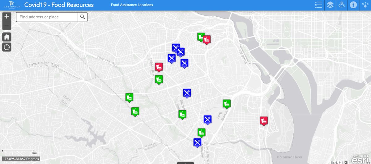 If you or someone you know needs help with food, a new interactive map shows the locations of food pantries, Arlington Public Schools Grab-and-Go meals, restaurants offering meals to families in need. arcg.is/1Pz4fC0