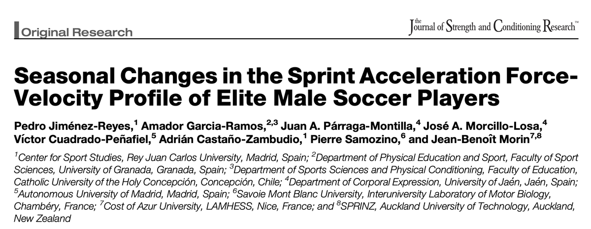 NEW PAPER - Seasonal Changes in Sprint FV Profile of Elite Male Soccer Players. ncbi.nlm.nih.gov/pubmed/32329976
Consider FV parameters for training because of changes induced by inactivity period and non-specific training after lockdown. 
<a href="/jb_morin/">JB Morin</a> <a href="/PierreSamozino/">Pierre Samozino</a> <a href="/acastano149/">Adrián Castaño</a> <a href="/amagr/">Amador García Ramos</a>