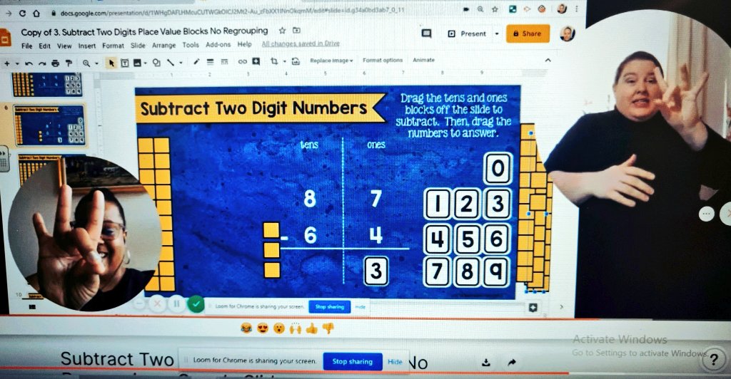 CannellaDhh's tweet photo. Editing interpreted1st Grade Math videos this morning and noticed our awesome @Cass_Francois using a little sign language she's learned this year! @CannellaElem rocks inclusion! #DeafCan #InclusionMatters #remotelearning #CometCountry #Area2ForLife @HCPSArea2 https://t.co/OoqnWHPqvj