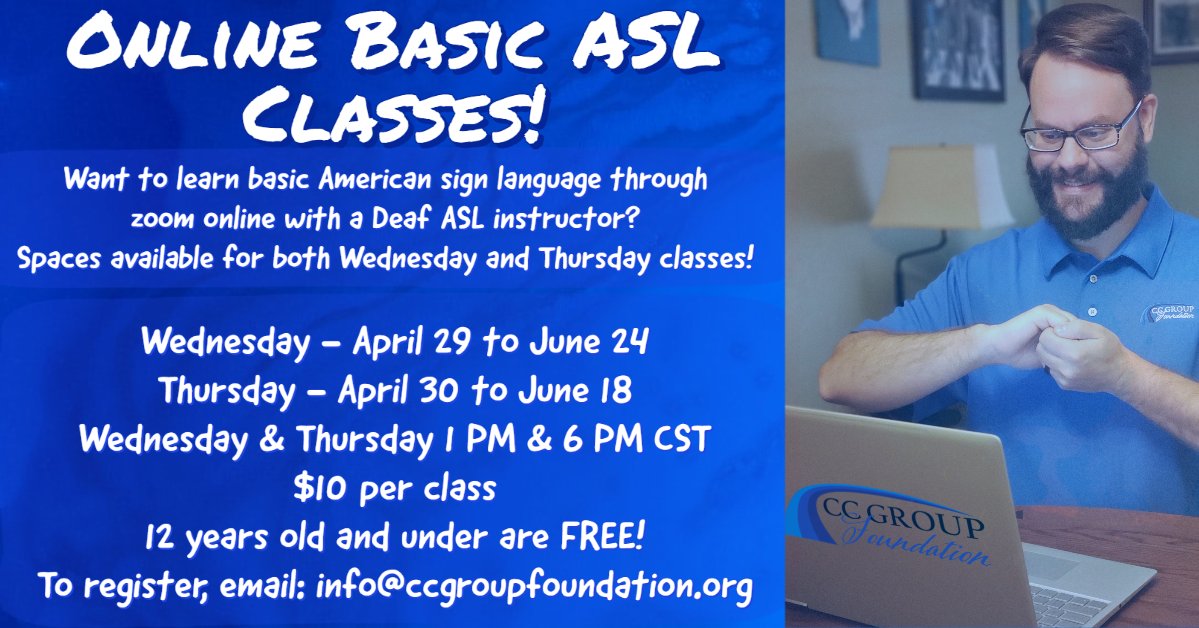 AslBridge's tweet photo. Come Learn ASL online with a Deaf Teacher!  Register Today -- Weds &amp; Thurs -- Afternoons or Evenings .. Individuals or Families #TeamBlue #ASL #AccessbyBlue #Deaf #signlanguage https://t.co/WVd8txkCS4