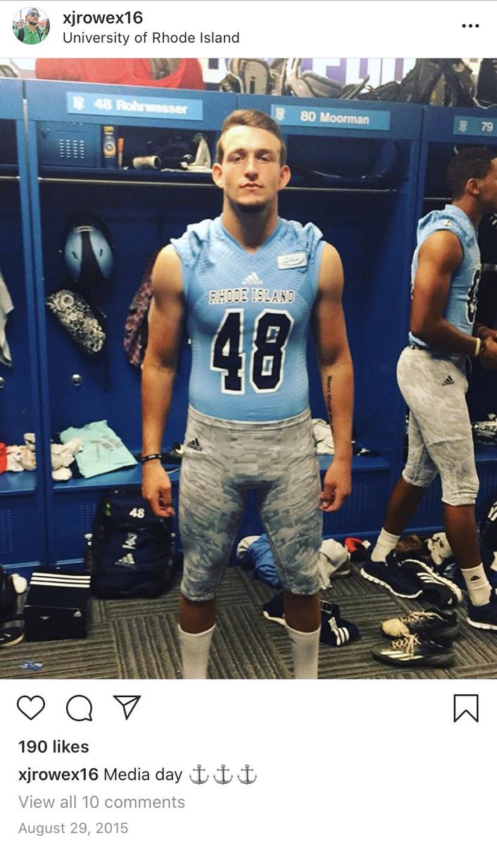 Justin Rohrwasser got his 3%er tattoo during college, not during high school as some have reported.The tattoo doesn’t appear in these photos from 2015 when he attending the University of Rhode Island.  #NFLDraft  