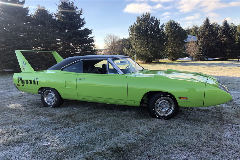 Mercomatic's tweet photo. 1970 #Plymouth #RoadRunner #Superbird recreation #Hellbird, features #Mopar's 707 hp #Hellcrate engine plus a Tremec 6-speed manual transmission and Dana 60 rear end with 3.54 gears. A Magnum Force K-frame with coilovers was used to upgrade the handling and stability https://t.co/T7pb6oaHYL