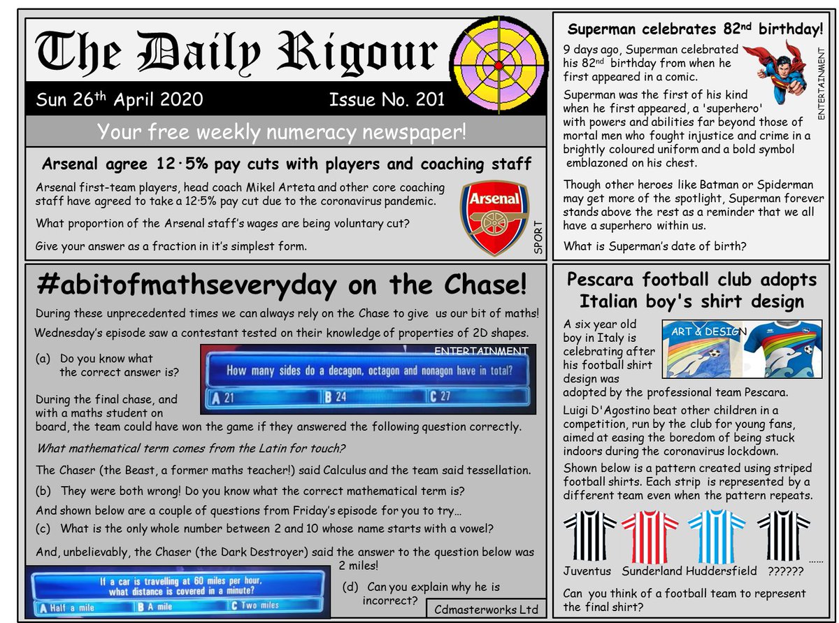 Issue number 201 of #DailyRigour is available to download from our website NOW at cdmasterworks.co.uk/the-daily-rigo… along with pupil worksheet and the solutions. #Numeracy #CfE #RigourMaths #parentalengagement 🥉🥈🥇🗞️