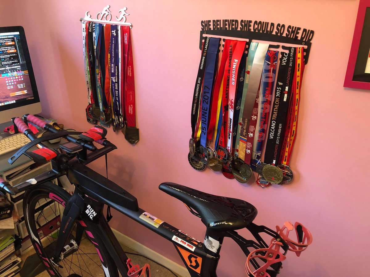 nathancradduck's tweet photo. @GoZwift the pain cave is definitely coming along nicely @HollieCradduck and I boy pushing it today 1 on the treadmill and myself on the @tacx #zwifting along. #oursetup #training #couplesthattraintogetherstaytogether #StayInWorkOut https://t.co/II2IeRb3Dh