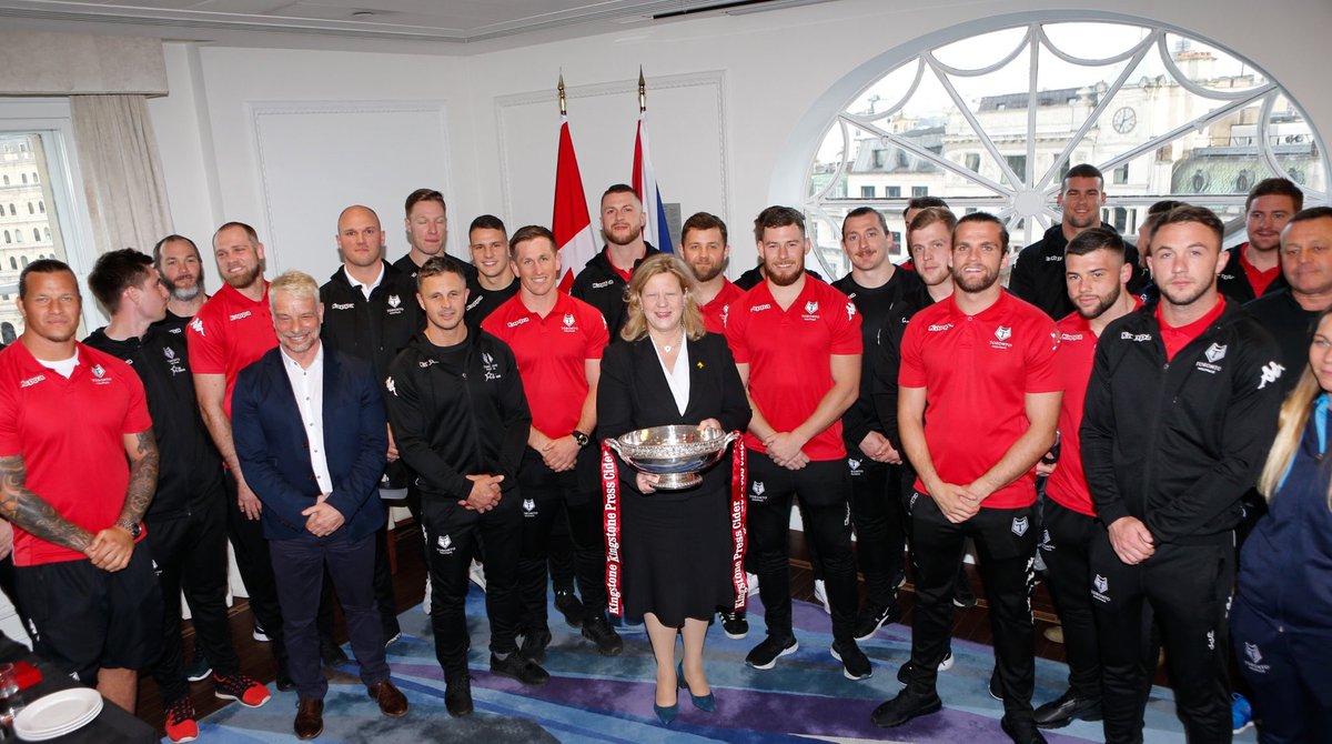 Touchlinepics's tweet photo. 2 years ago today had the pleasure to visit @JaniceCharette at @CanadianUK House in London with @TOwolfpack to celebrate the 2017 League 1 Title winning season #rugbyleague #torontowolfpack #toronto #touchlinepics #wolfpacksnapper https://t.co/ngpzQy5lJf