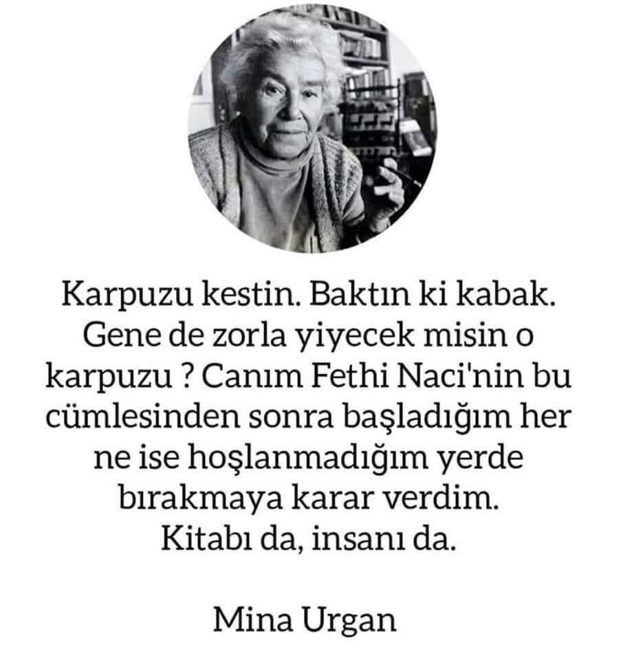 merSUNAR7's tweet photo. "Karpuzu kestin. Baktın ki kabak.
Gene de zorla yiyecek misin o karpuzu ? Canım Fethi Naci'nin bu cümlesinden sonra başladığım her ne ise hoşlanmadığım yerde bırakmaya karar verdim.
Kitabı da, insanı da.." https://t.co/U0pKjlBhrY