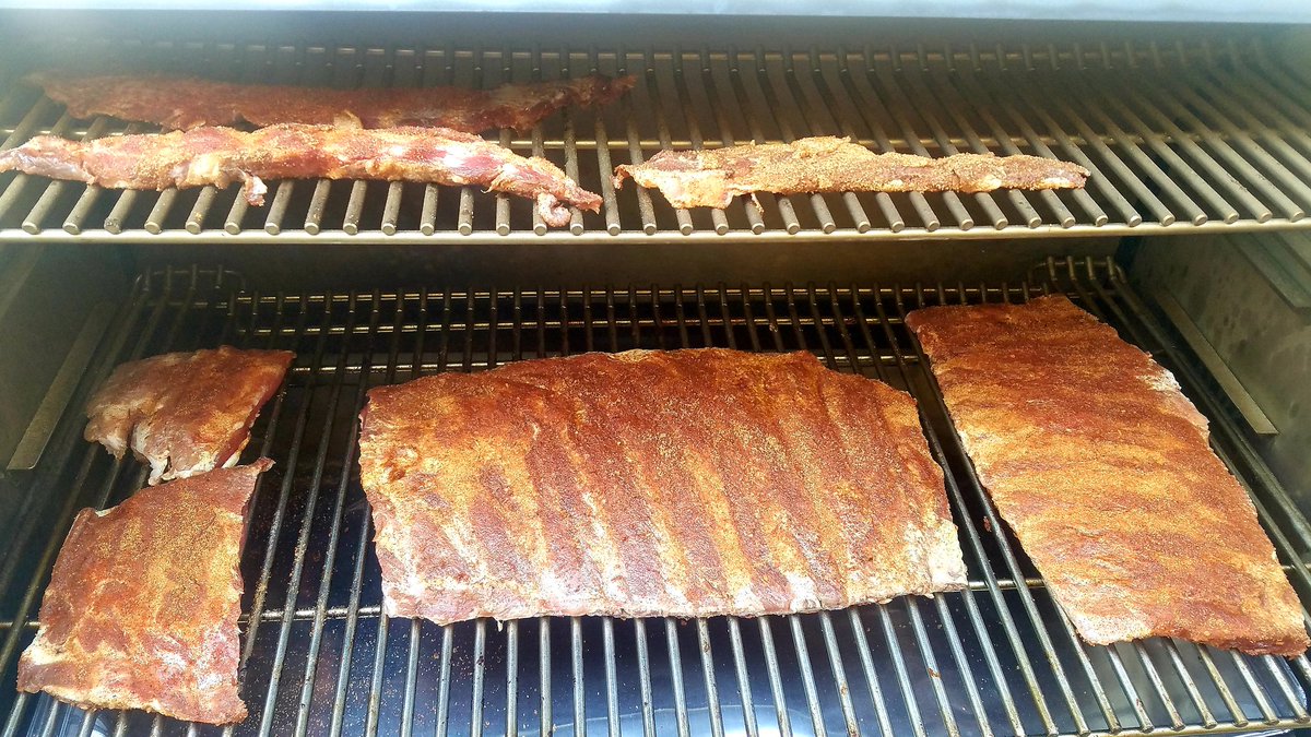 1Cowboydave's tweet photo. Saint Louis style competition spare #ribs onto the @TraegerGrills Timberline 1300 today from all of us at #BuckBrandBBQ, be safe and have a #SuperSunday #projectsmoke #smokedmeat #bbq #sundayvibes https://t.co/tYwjOHbHpA