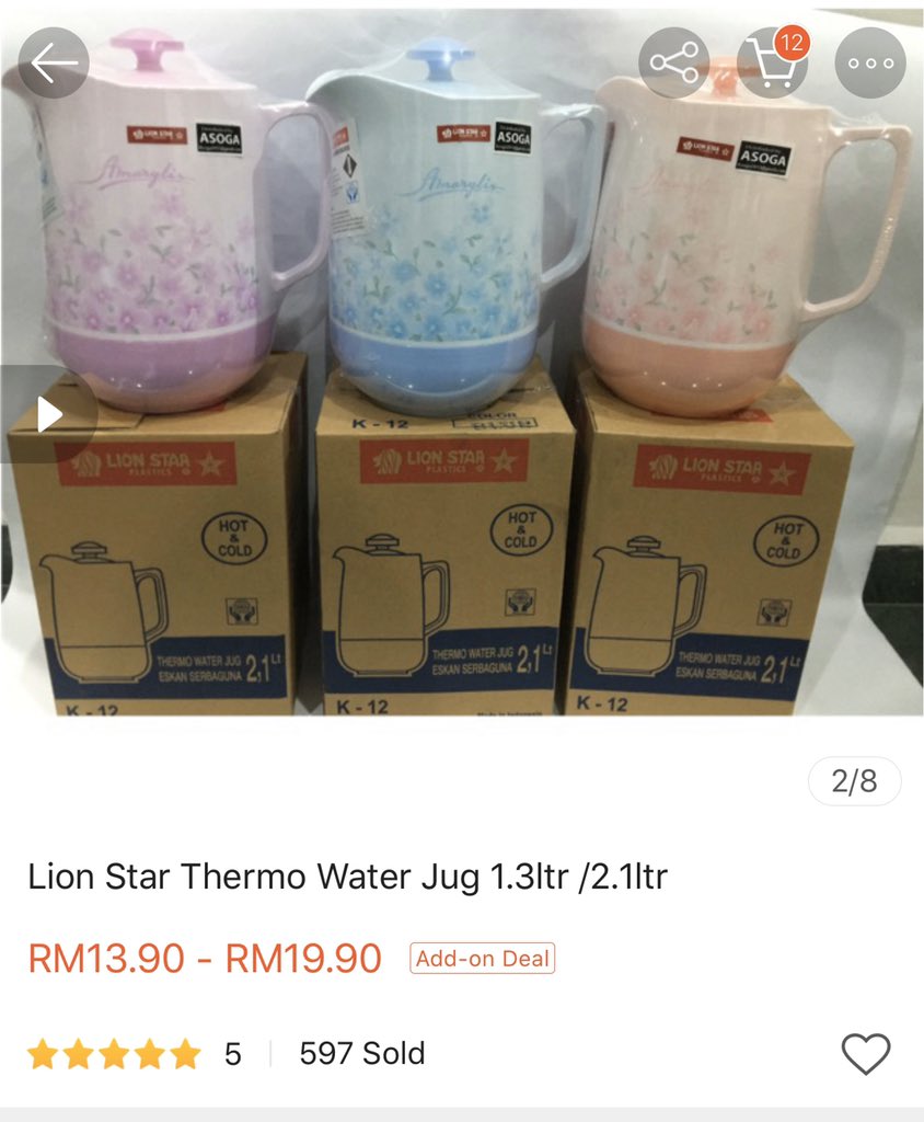 Kalau korg nak beli Jug/Thermos kan belilah brand Lion Star ni. Boleh tahan air panas & sejuk < 12 jam. Tgklah ais bandung soda dari berbuka td tak cair pun padahal dah tinggal 5 jam dlm jug tu. Nampak mcm kampung2 kan tp power nakharom.

#ThreadShopee