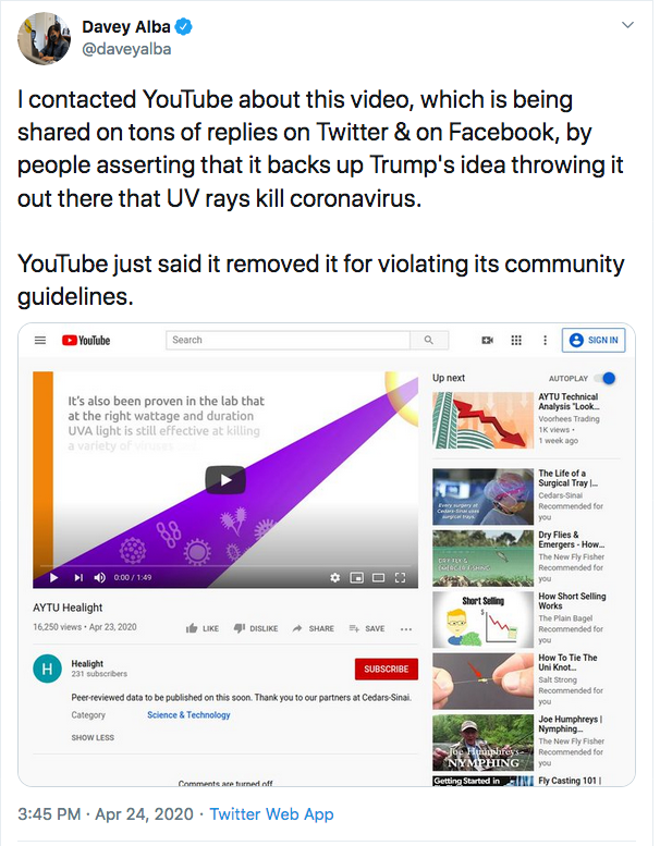 In case you missed it, this New York Times reporter took it upon herself to tell YouTube the video promoted a "dangerous health information" after it went viral, so they banned it.   #Healight