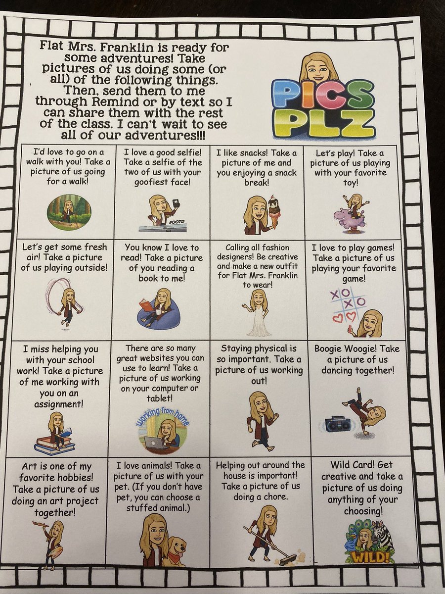 Rfranklinfirst's tweet photo. Missing my students so much, I’ve decided to mail myself to them!! 😂 I can’t wait for my students to receive these and I hope they choose to take “Flat Mrs. Franklin” on an adventure! @MilamBengals #ichoosemilam @WFISDschools https://t.co/3AGlbDxg9A