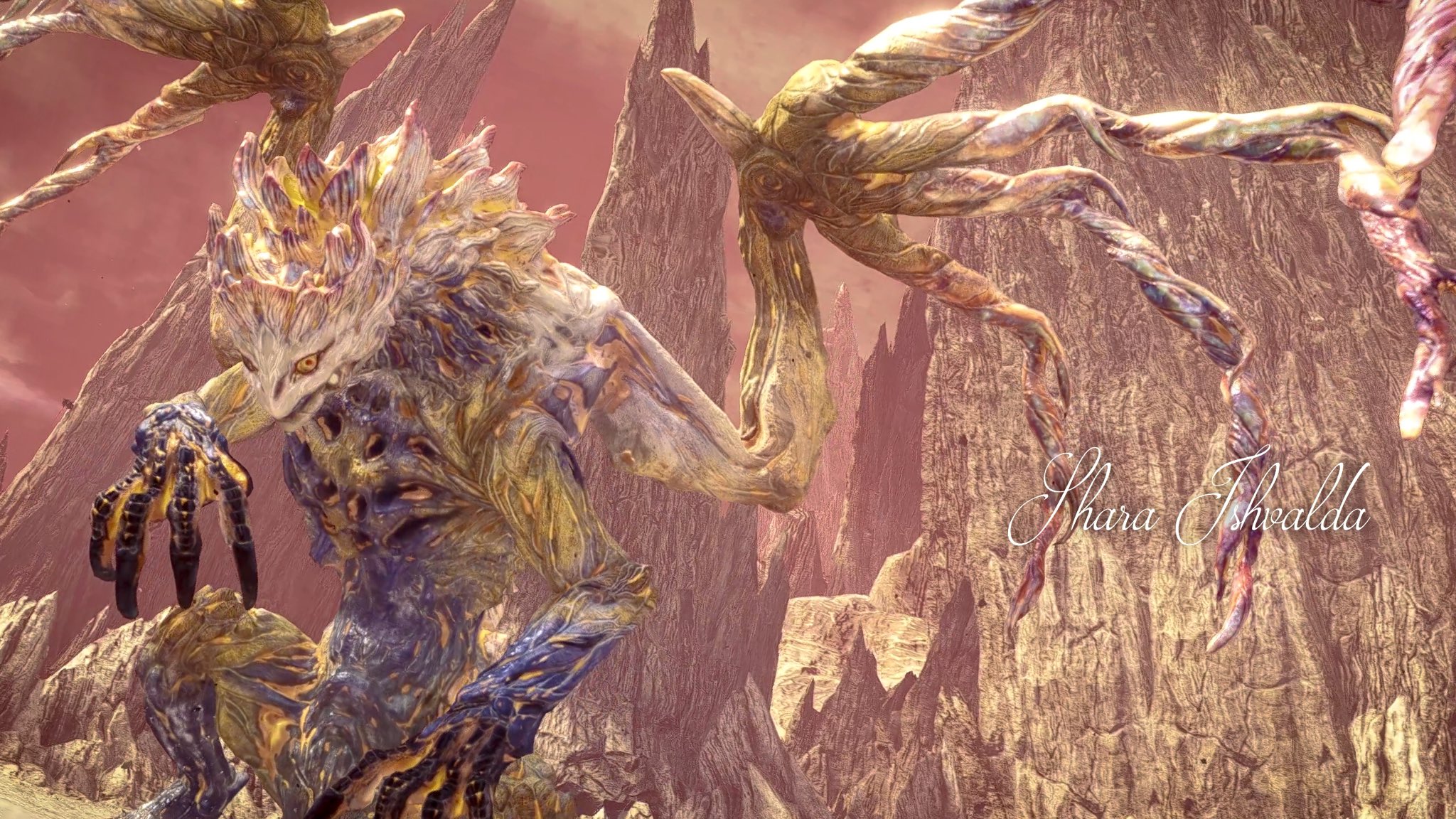 Hiro ゲーム垢 地啼龍 最終形態 どこから見ても目と目が合うので少し怖いけど慣れてくると愛しさを感じれる 攻撃がより激しくなり耐震1がないと足を取られて近付けない 狐の様な出で立ちとかけてか螺旋丸を使うとこは厨二チック Mhw Mhwi