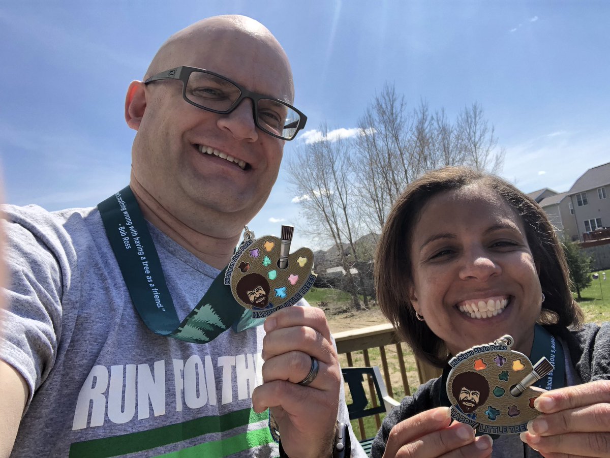 ZFishFFish's tweet image. .@aggiette30 &amp;amp; I had a great walk today completing our #HappyLittle5K today at Burchfield Park, seeing some happy little &amp;amp; big trees, then had medal ceremony at home! 🌳🌲 

#RunForTheTrees #MiStateParks #BobRoss