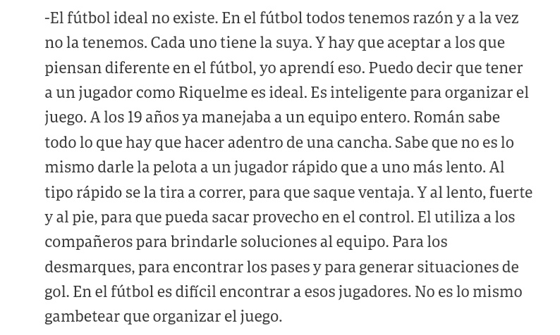 sebavdr's tweet photo. Carlos Bianchi no daba entrevistas, pero, ante el récord de partidos de Riquelme en la Bombonera, igual hicimos un tiro. Dos días después, mientras miraba Champions, soltó esta perfecta clase de fútbol en sólo un párrafo.

En el día de su cumple, salud al gran Virrey. https://t.co/zOos9f95mp