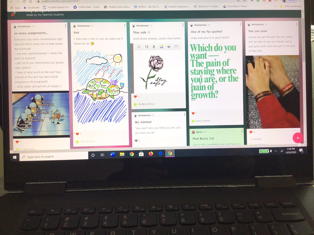 My students sending each other inspiring messages and their amazing artwork to keep each other positive #theyinspireme #iteachmath @MontclairCavs