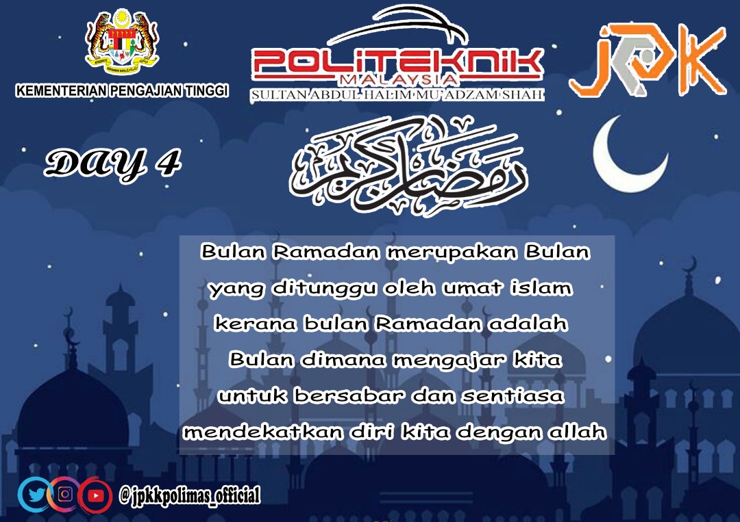 jpkkpolimas_off's tweet photo. [ Day 4 of  Ramadhan Kareem]
27 APRIL 2020 | 4 RAMADHAN 1441 
HIJRAH

#day4
#Jpkk
#Jpkkpolimas 
#Polimas 
#Ramadhan 
#stayhome https://t.co/wu0fM9tDmW